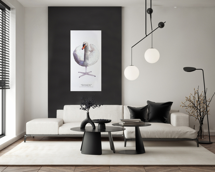 Akustikbild Art-Acoustic Svanen Vit Fibrotech